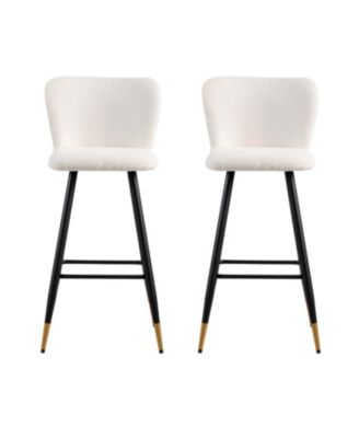 Modern 30" Barstool with White Seats and Black & Gold Accents