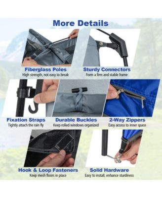 2 Rooms Oversize Privacy Shower Tent with Removable Rain Fly and Inside Pocket