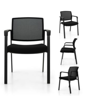 Set of 2 Stackable Reception Room Chairs with Padded Seat-Black