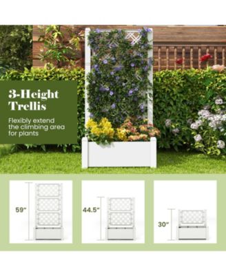 Outdoor Planter Box Self-Watering Raised Garden Bed Trellis with Water Level Indicator