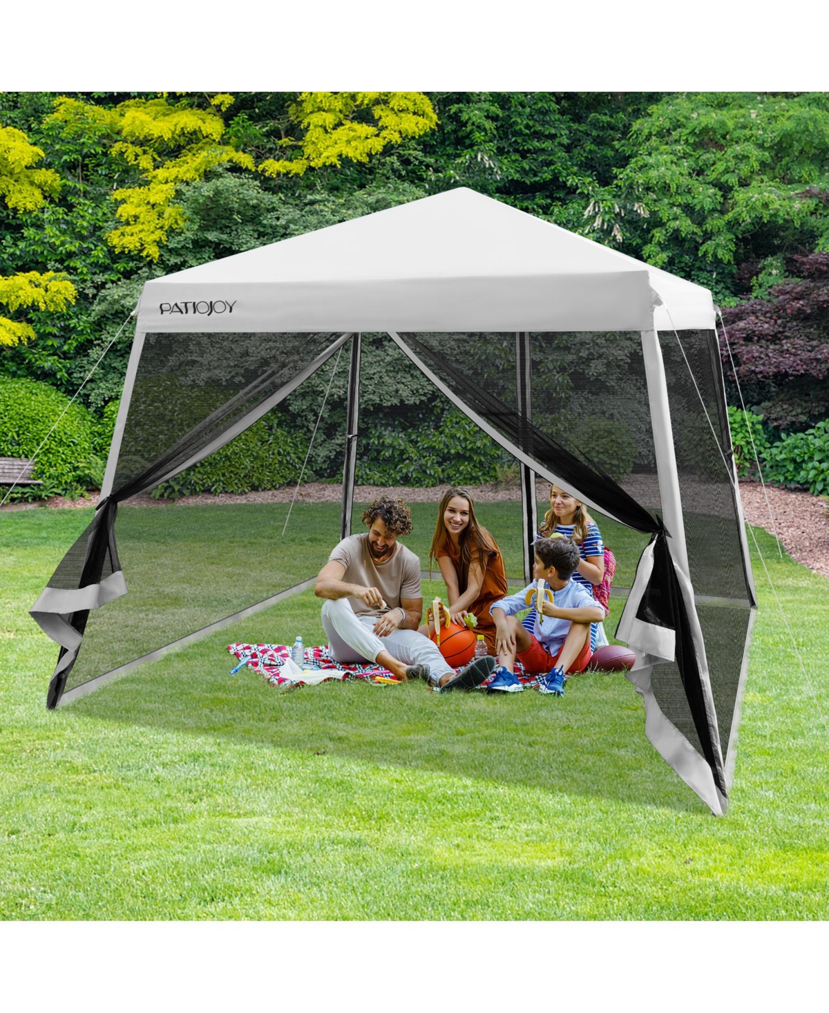 10 x 10 Feet Pop Up Canopy with Mesh Sidewalls and Roller Bag - Grey