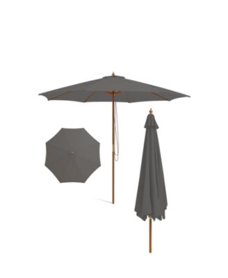 10 Feet Patio Umbrella with 8 Wooden Ribs and 3 Adjustable Heights