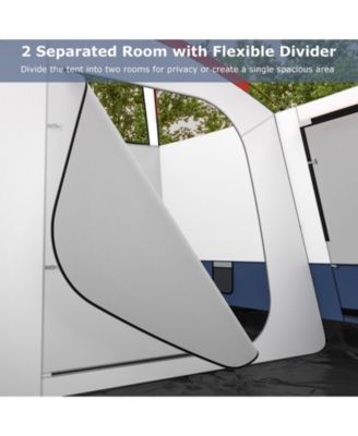 6-8 Person Camping Tent with Double Rooms and 2 Doors-Navy