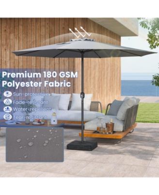 12 Feet Patio Umbrella with Crank Handle and 8 Sturdy Ribs-Gray