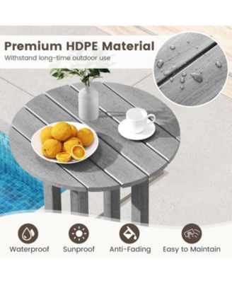 21.5 Inch Round Bar Table Patio HDPE Bar Height Dining Table with Slatted Tabletop