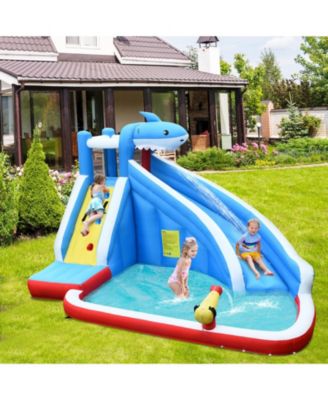 4-in-1 Inflatable Water Slide Park with Long Slide and 735W Blower