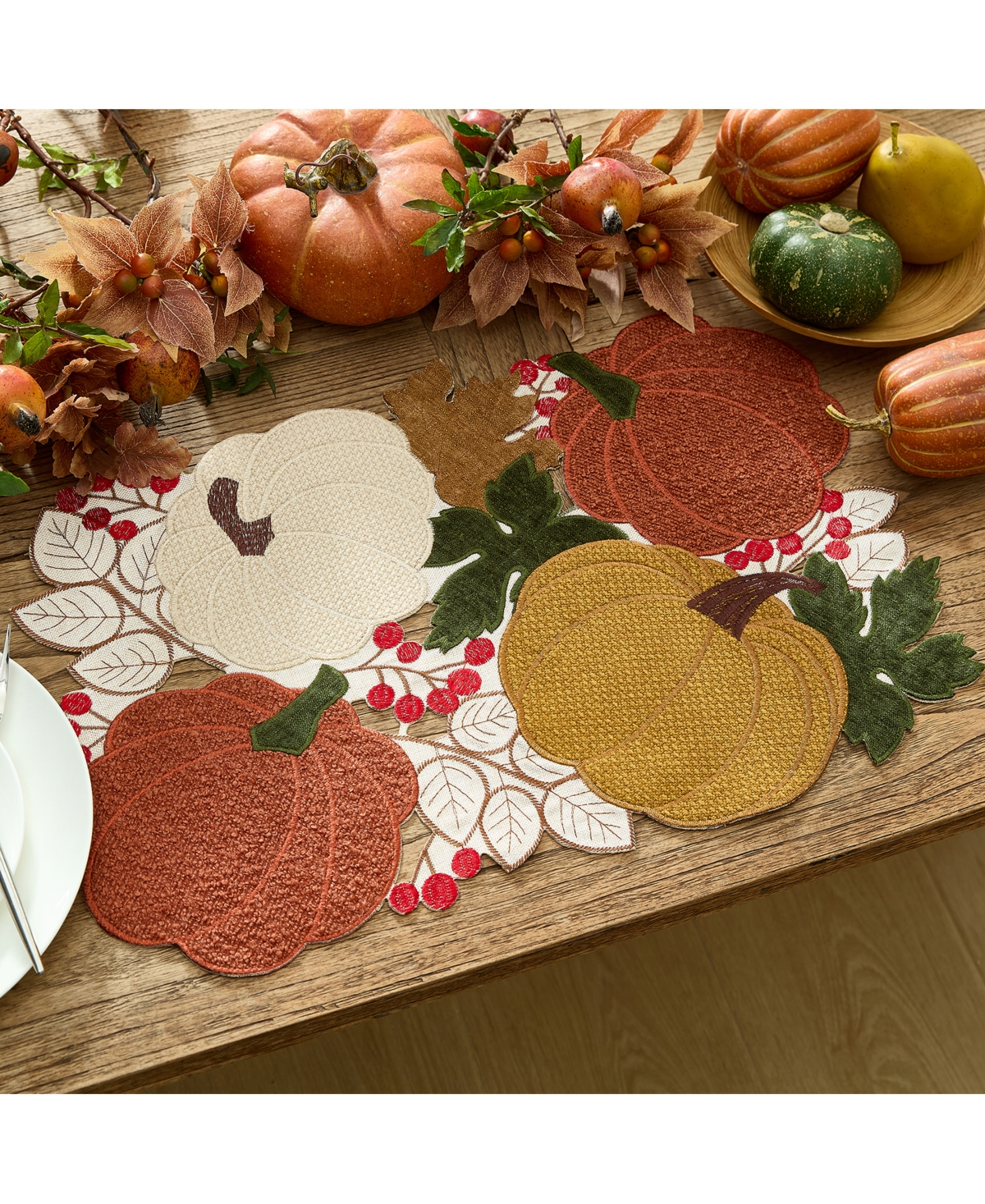 Elrene Fall Feels Cutwork Fabric Rectangle Placemat, 13" X 19" In Multi
