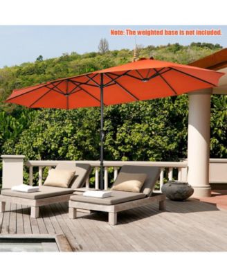 15 Feet Patio Double-Sided Umbrella with Hand-Crank System