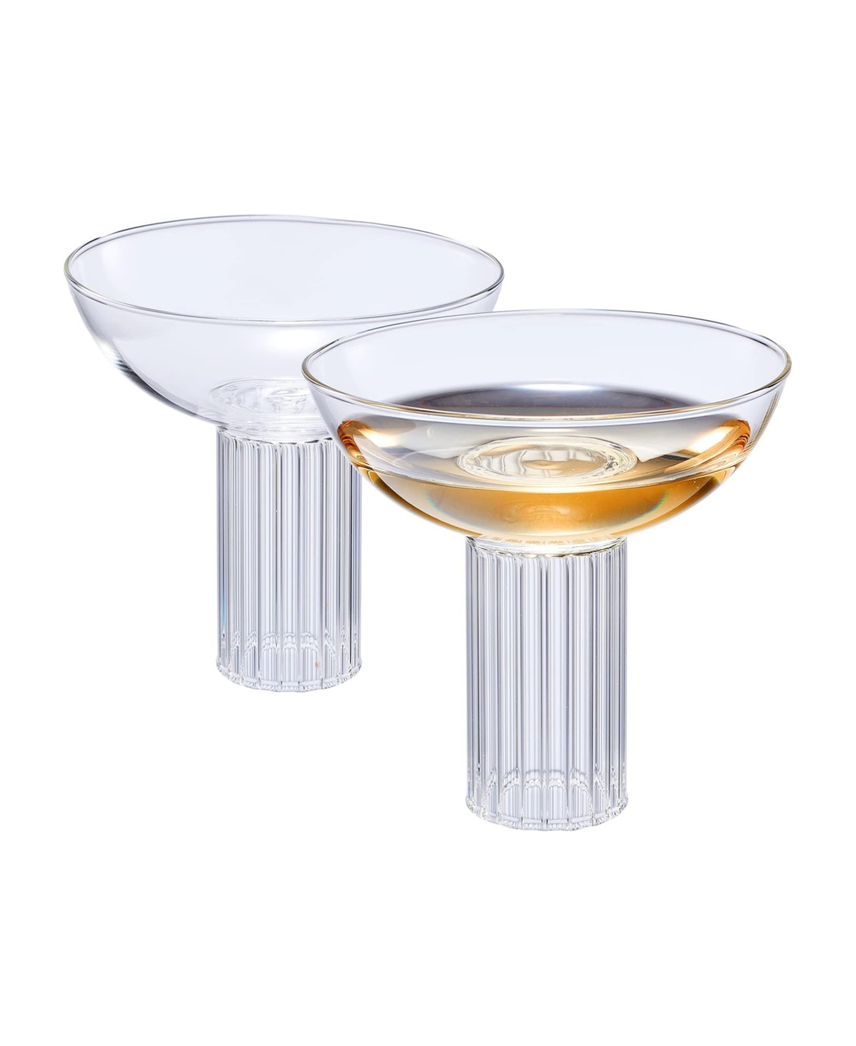 The Wine Savant Art Deco Vintage Ribbed Coupe Glasses, Set Of 2