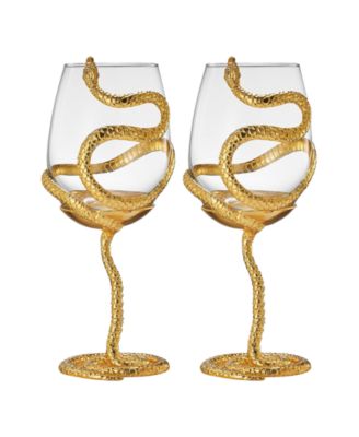 Snake Stemmed Wine Glasses, Set of 2
