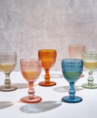 Khen Vintage Hobnail Goblet Wine Glasses, Set of 6