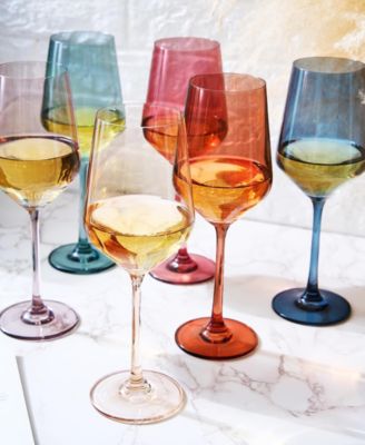 Classic Art Deco Pastel Muted Wine Glasses, Set of 6