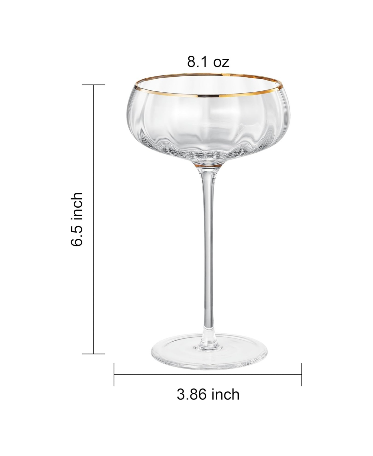 The Wine Savant Khen Vintage Ribbed Coupe Glasses, Set Of 2