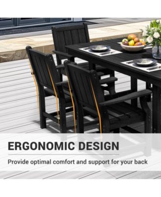 5-Piece HDPE Plastic Patio Outdoor Dining Set with Arm Chairs in Black