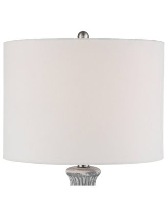 Patrick Modern Coastal Table Lamps 26 1/4" Tall Set of 2 White-Washed Gray Geometric Ceramic White Drum Shade for Bedroom Living Family Room Bedside Nightstand House Home Office - 360 Lighting