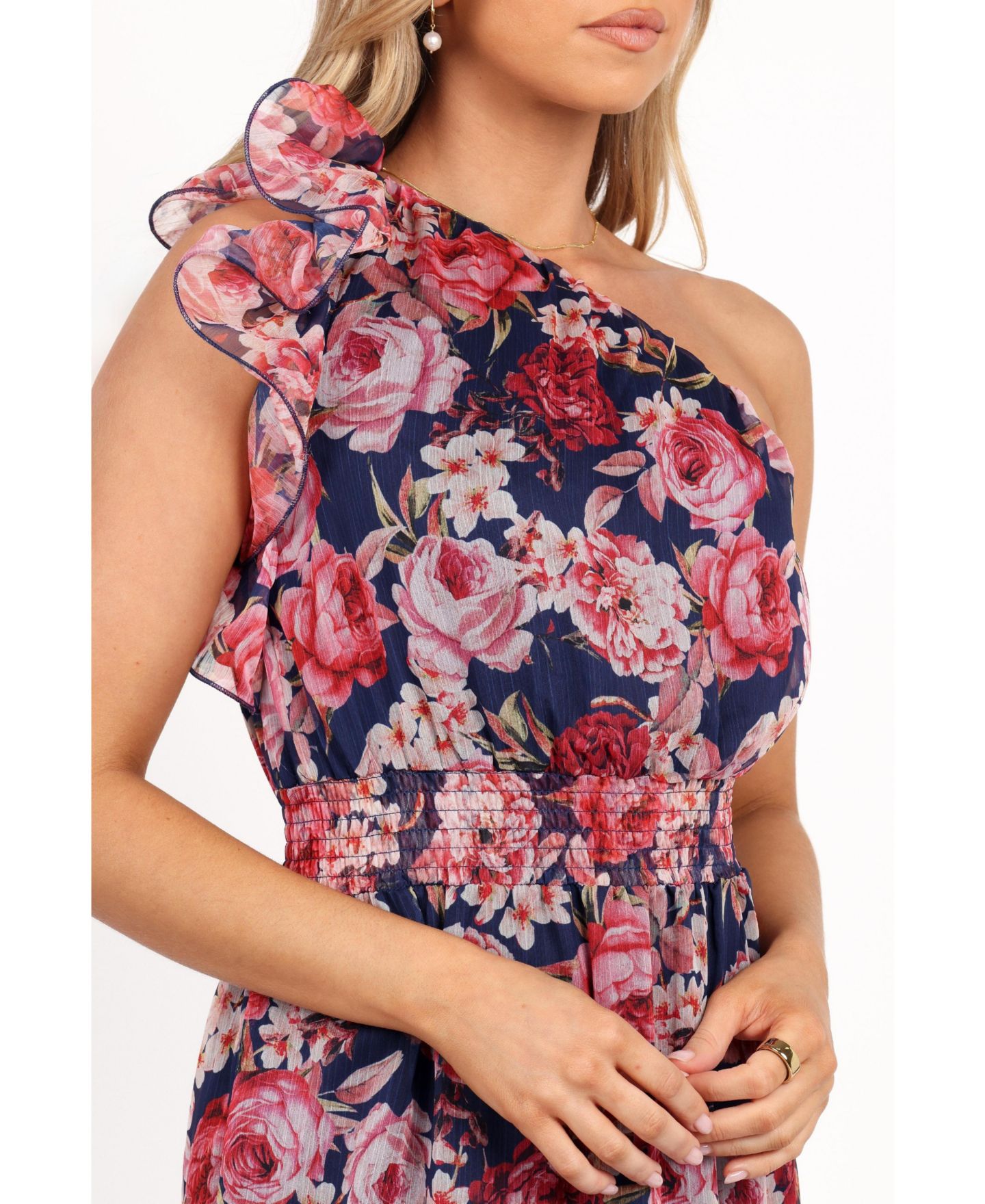 Женское платье Petal and Pup Layley One Shoulder Maxi, цвет: Тёмно-синий — фото 4