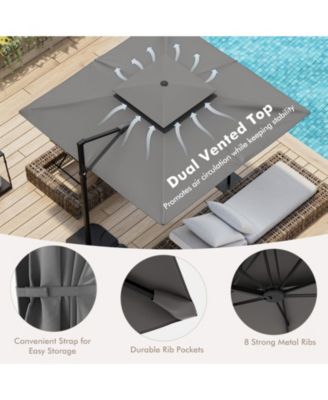 9.5 Feet Cantilever Patio Umbrella with 360° Rotation and Double Top