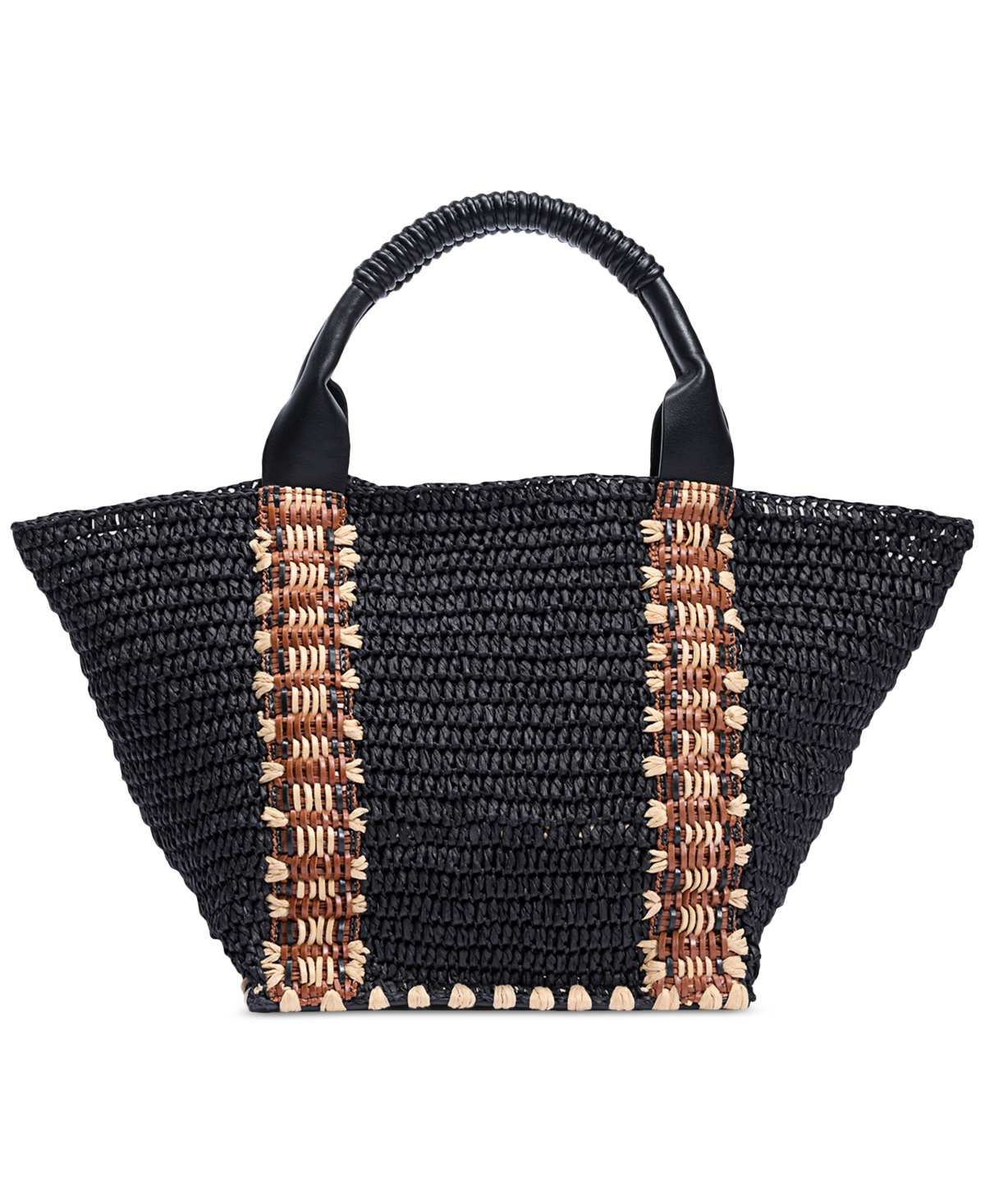 Sam Edelman Marley Raffia Collapsible Large Tote In Black