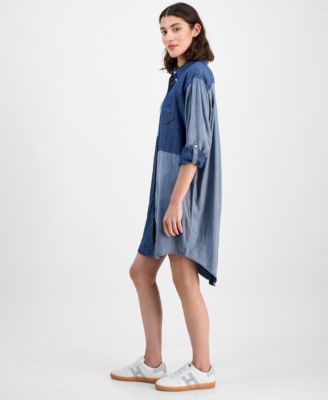 Women's Chambray Patchwork Shirtdress