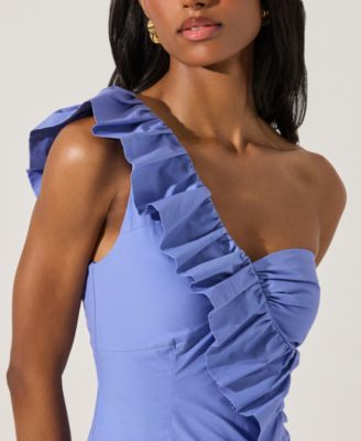 Women's Asymmetrical Ruffled Cotton Mini Dress