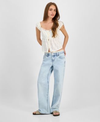 Juniors Lace Top Celebrity Pink Slouchy Jeans