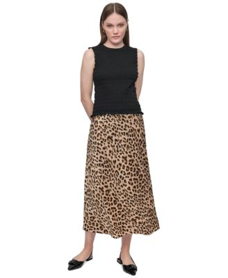 Dkny Jeans Womens Smocked Sleeveless Top Midi Slip Skirt