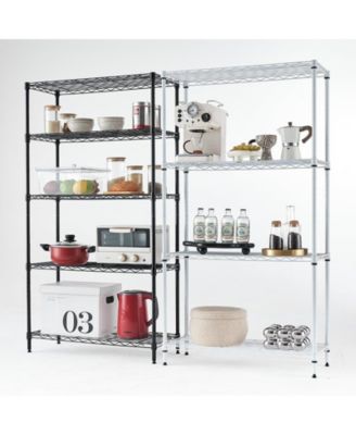 Wire Shelving Metal Storage Rack Adjustable Shelves, Standing Storage Shelf Units for Laundry Bathroom Kitchen Pantry Closet(White, 42L x 18W x 71H