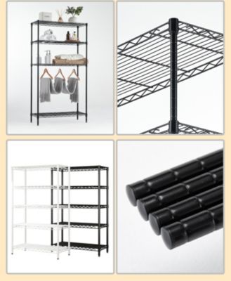 Wire Shelving Metal Storage Rack Adjustable Shelves, Standing Storage Shelf Units for Laundry Bathroom Kitchen Pantry Closet(White, 42L x 18W x 71H
