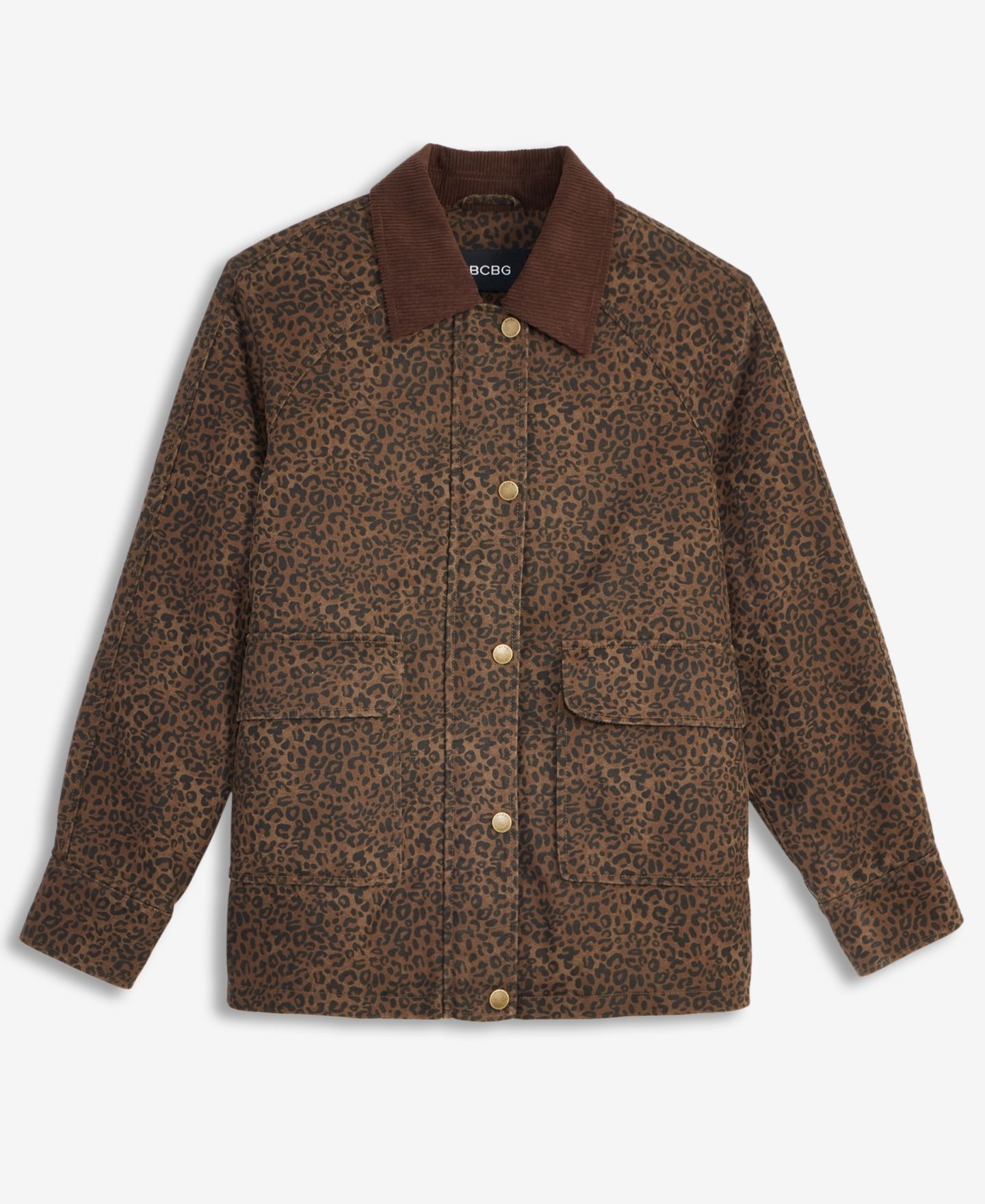 Женская куртка BCBG Corduroy-Collar Barn, цвет: Коричневый леопардовый — фото 6