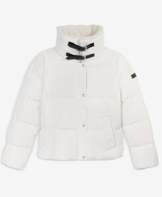 Women's Faux-Fur-Collar Zip-Front Puffer Coat