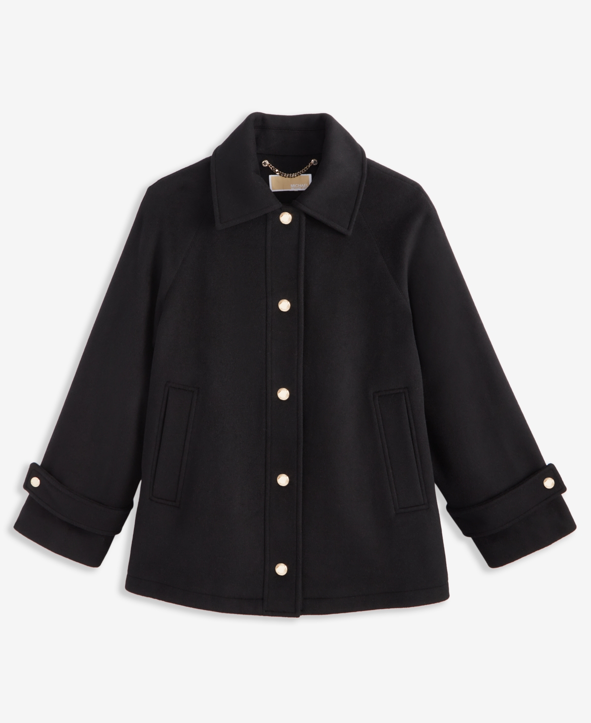 Michael Kors Michael  Women's Collared Button-front Coat, Exclusively At Macy's In Black