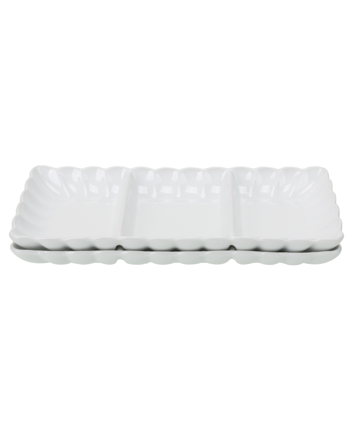 Petal Divided Serving Dishes, Set of 2 - White