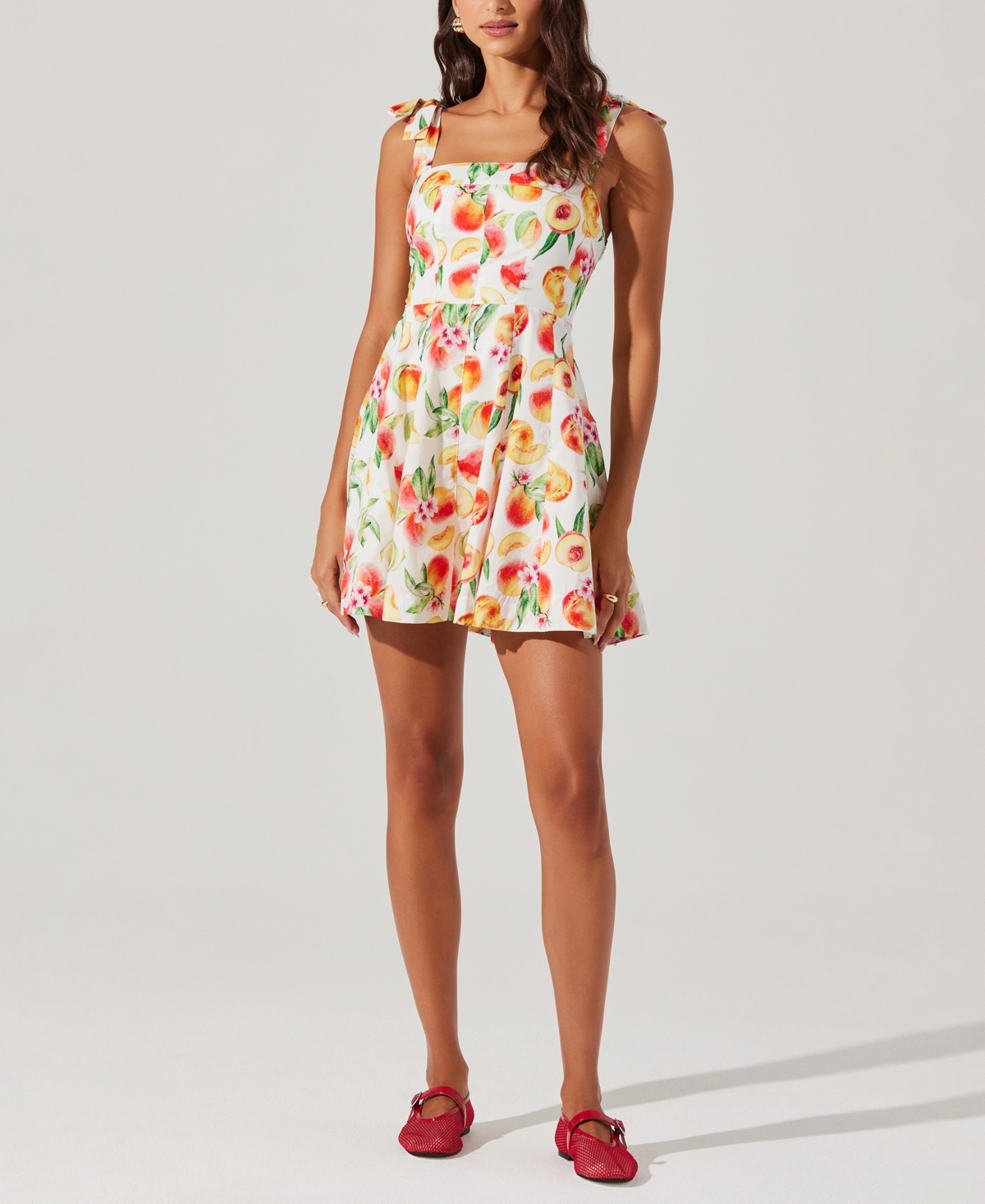 Women's Tinesha Cotton Shoulder-Tie Dress - Yellow Peach