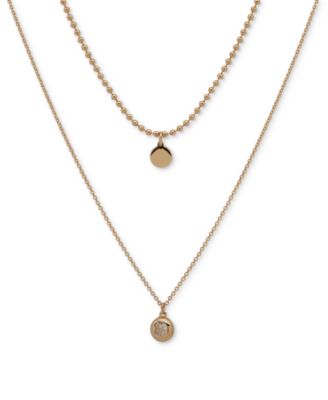 DKNY - Gold-Tone Crystal & Polished Layered Pendant Necklace, 16" + 3" extender