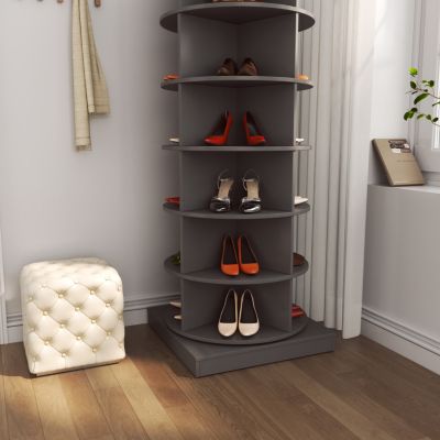 6-Layer Wood 360&deg; Rotating Shoe Cabinet