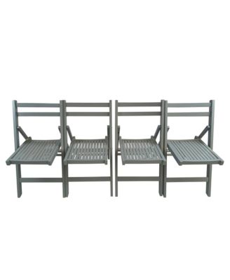 Foldable Slatted Wood Event Chair Set (4)