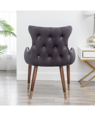 Contemporary Velvet Upholstered Nailhead Trim Accent Chair, Gray