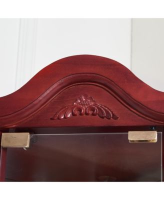 Carved Crown, Elegant Glass Cabinet in Cherry or Oak