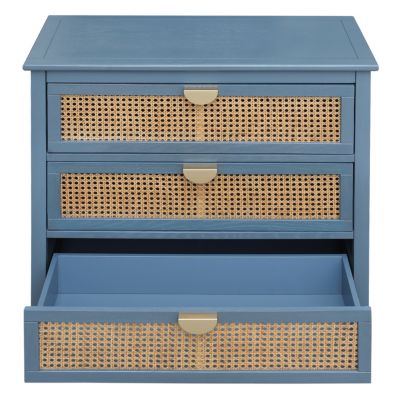 Streamdale 3 Drawer Cabinet,Natural rattan,American Furniture,Suitable for bedroom, living room, study
