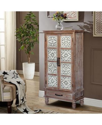 55" Rustic Wood Tower Cabinet with Storage