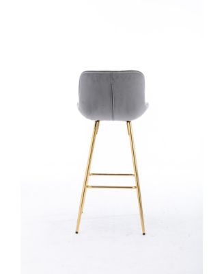 Streamdale Velvet Bar Stools, Golden Leg