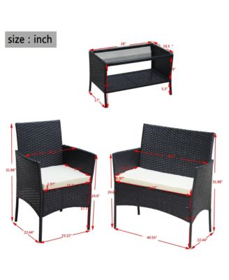 Streamdale 4-Piece Rattan Patio Set with Cushions