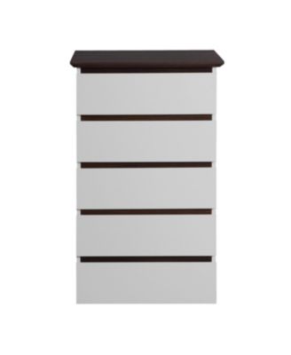 Streamdale 5 Drawer Tall White Dresser - Mid Century Modern Style