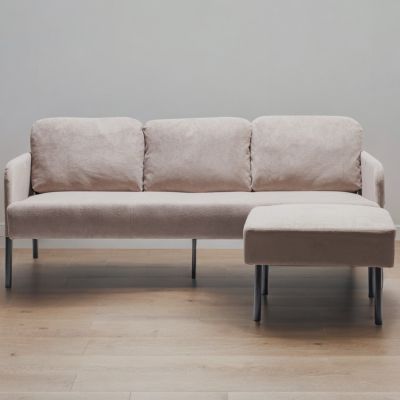 Streamdale Cozy 3-Seater L-Shape Sofa with Ottoman, Polyester Fabric for Small Spaces