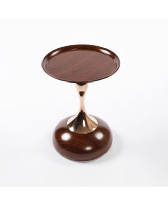 Modern Round Coffee Table, Metal Pedestal Table for Small Spaces