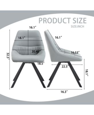 Streamdale Dining Chair,Thickened fabric chairs with metal legs Set of 2,Grey