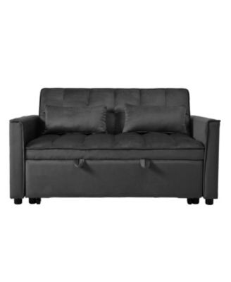 3-in-1 Convertible Sofa Bed with Reclining Backrest and Pillows (Black