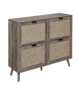 4 Door Shoe Rack, Freestanding Modern Shoe Storage Cabinet, for Entryway