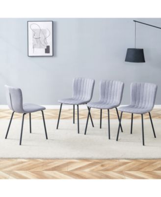 Streamdale Luxury Minimalist Dining Chairs - Set of 4, Black Metal Legs