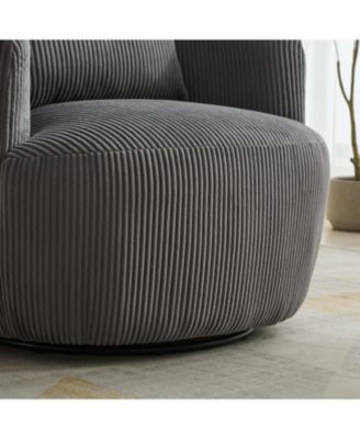 Streamdale 34" Corduroy Swivel Barrel Chair w/ Pillow - Charcoal